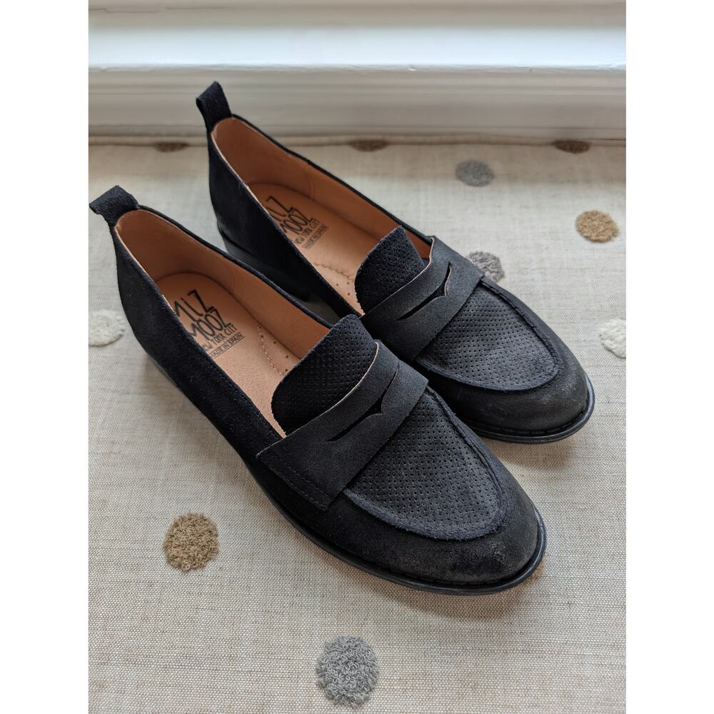 Miz Mooz Women's Gracie Loafers Black EU 40 US 9 - 9.5 - Burnished Leather
